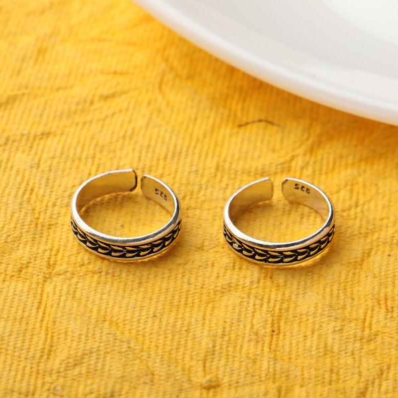 925 Oxidised Silver Love Toe Ring – Stylish Silver Jewellery for Navratri, Diwali & Wedding Festivities