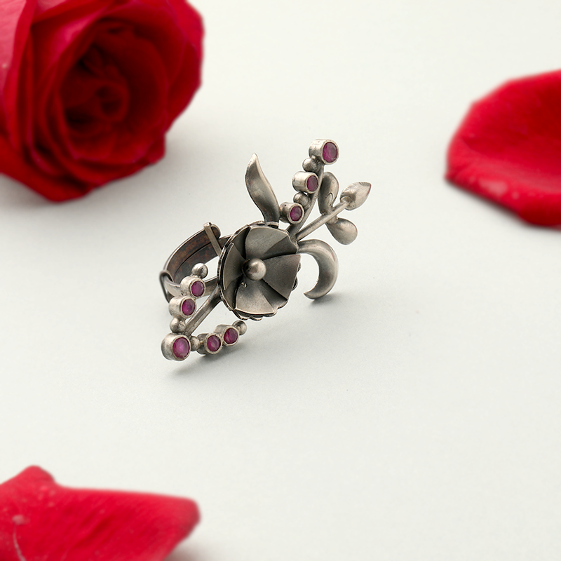 925 Oxidised Traditional Adjustable Ring – Silver Ring for Raksha Bandhan & Festive Gifting