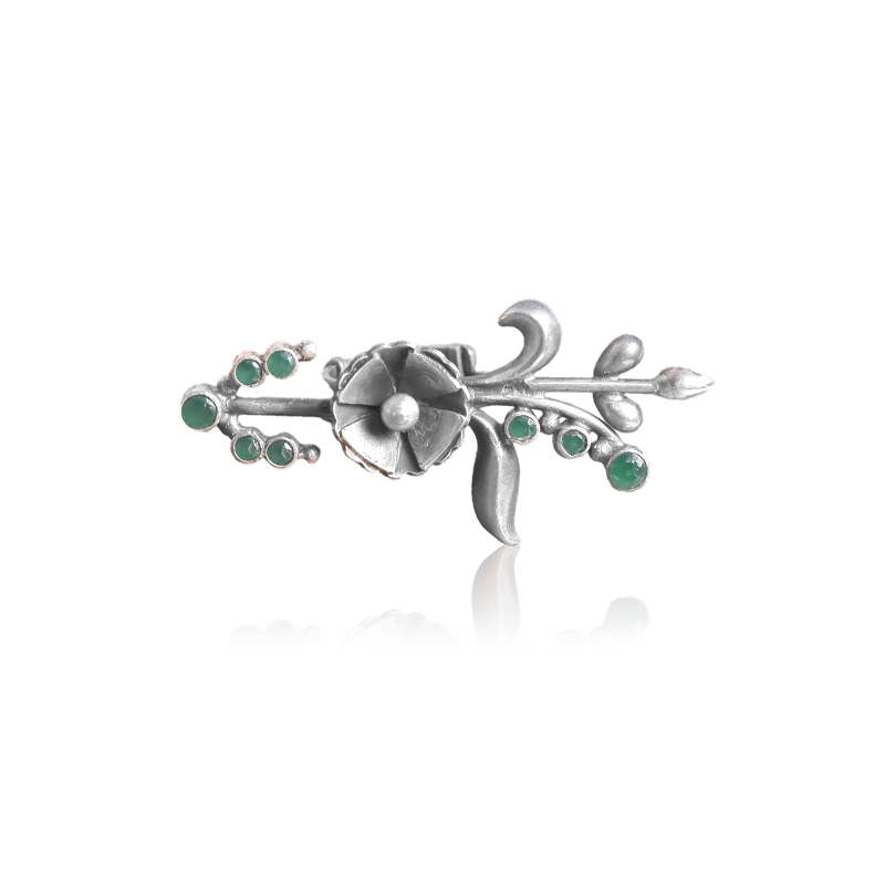 925 Oxidised Turquoise Flower Ring – Elegant Silver Jewellery for Diwali & Navratri Celebrations