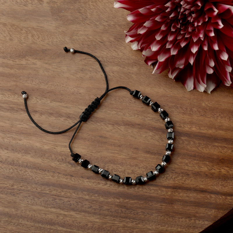 Stylish 925 Silver Black Cascading Charm Bracelet – Ideal silver gift for Diwali, Karva Chauth & Raksha Bandhan.