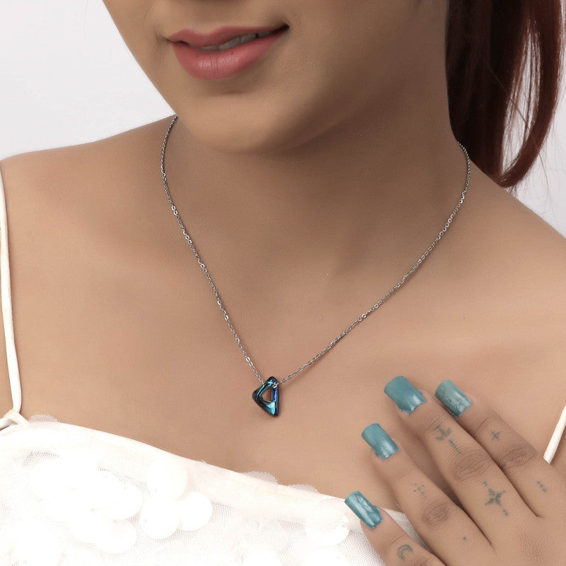 Stylish 925 Silver Crystal Pendant for Navratri, Karva Chauth, and festive wear