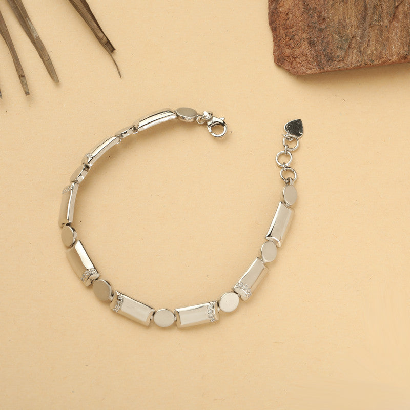 925 Silver Cubic Zirconia Bracelet – Premium Silver Gift for Rakhi, Karwa Chauth & Diwali Celebrations