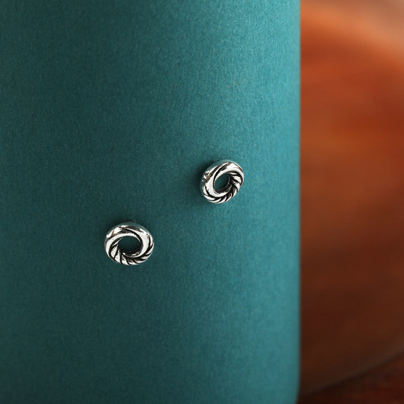 Sterling silver donut earrings – stylish festive jewelry for Diwali, Bhai Dooj, and Karwa Chauth gifting.
