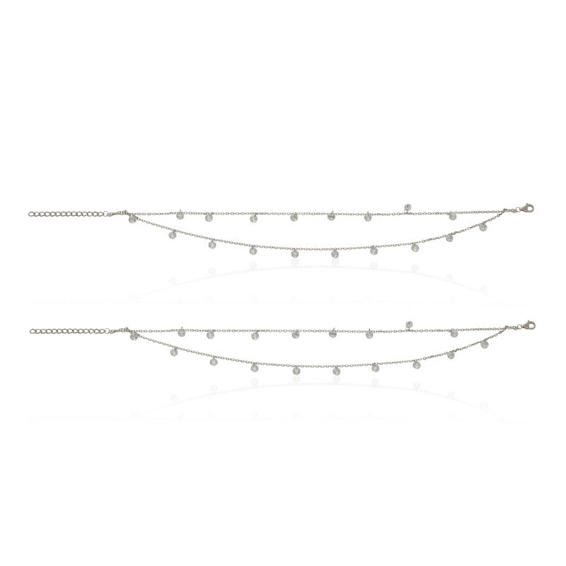 Simple 925 Silver Double Ball Anklet – Chic festive accessory for Diwali & Navratri looks