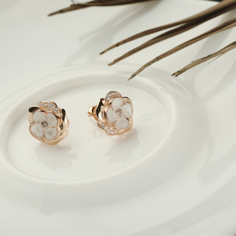 Close-up of Silver Double Flower Earrings – Raksha Bandhan gift idea for sisters and friends
