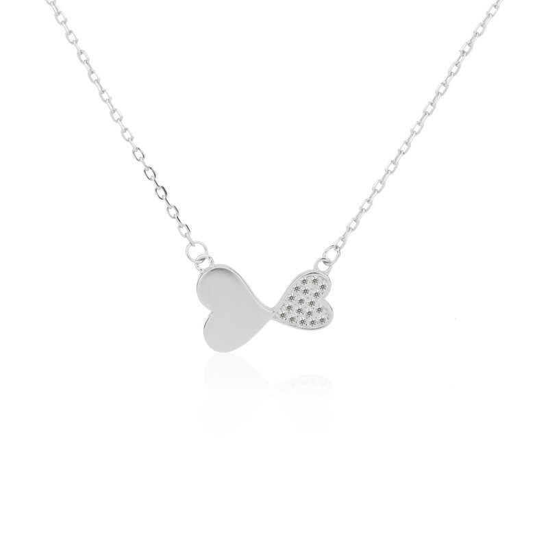 Elegant 925 Silver Double Heart Chain Pendant – romantic festive silver jewelry gift for Rakhi, Diwali, weddings, and anniversaries.