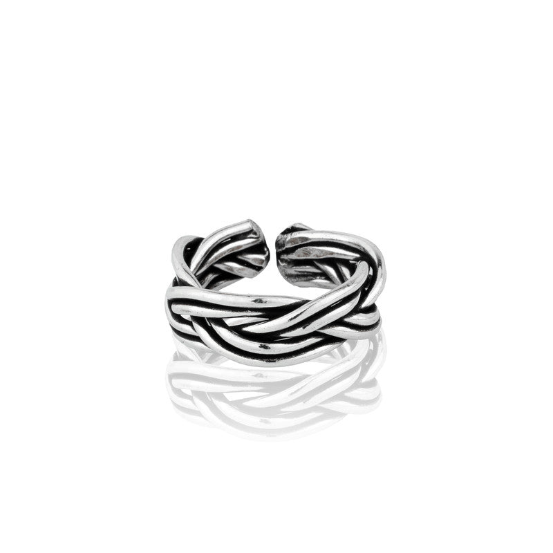 Close-up of 925 Silver Double Twist Antique Ring – traditional oxidised festive jewellery design for special occasions