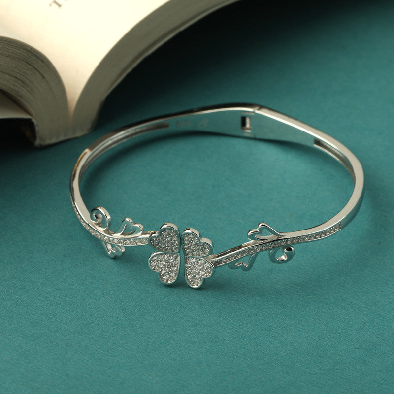 925 Silver Duo Flower Bracelet – Perfect Festive Silver Gift for Rakhi, Karwa Chauth & Diwali