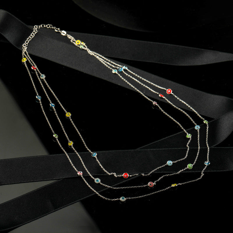 Pure 925 Silver Evil Eye Layered Chain perfect for Raksha Bandhan, Diwali, and wedding gifts