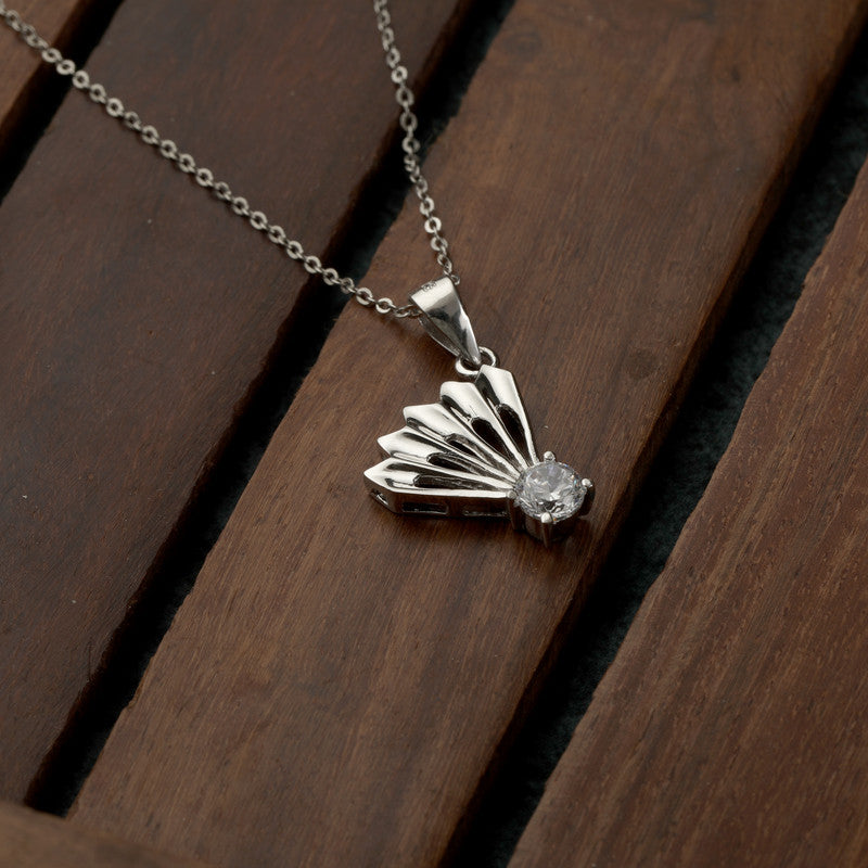 Stylish silver fan charm pendant for festive occasions and puja wear