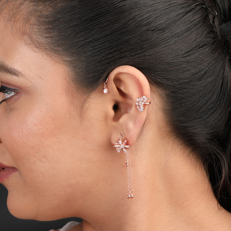 Model styling Floral Clip-On Earrings – Navratri accessory for elegant ethnic outfits