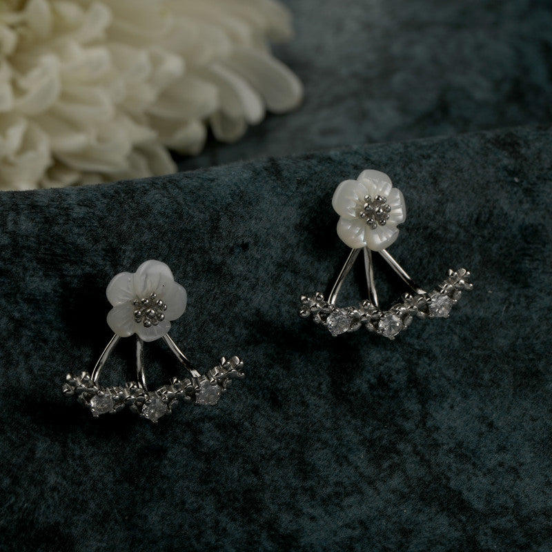 Sterling silver floral detachable tassel earrings – stylish festive jewelry for Diwali, Bhai Dooj, and Karwa Chauth gifting.