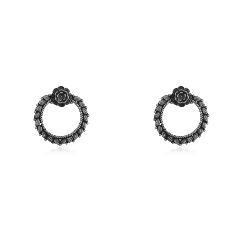 925 Silver Floral Leaf Earrings with delicate flower and leaf designs, perfect for festive occasions and daily wear.