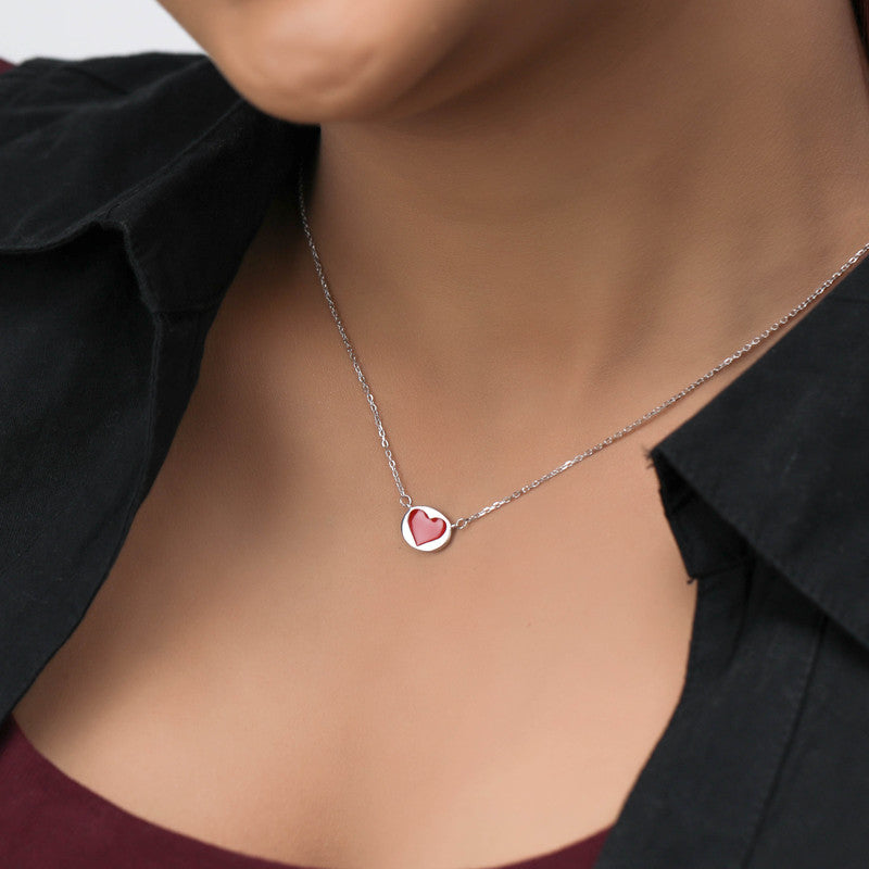 Stylish 925 Silver Heart Circle Pendant for Karva Chauth and Navratri celebrations