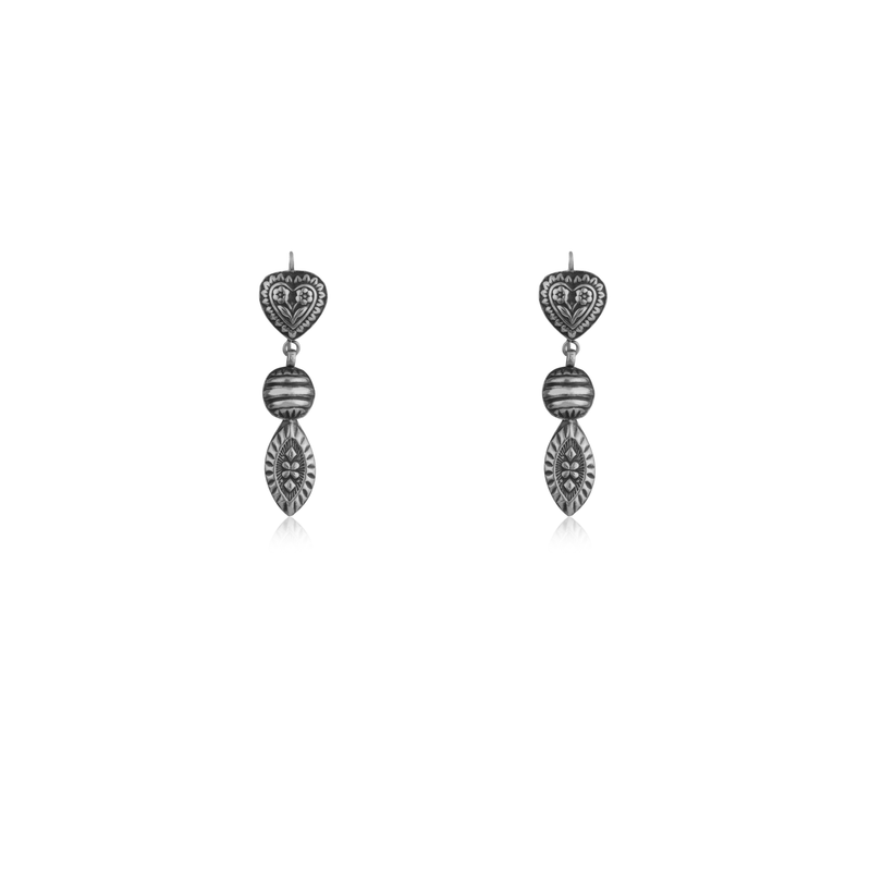 925 Silver Heart & Leaf Earrings with elegant nature-inspired design, perfect for festive occasions and daily wear.