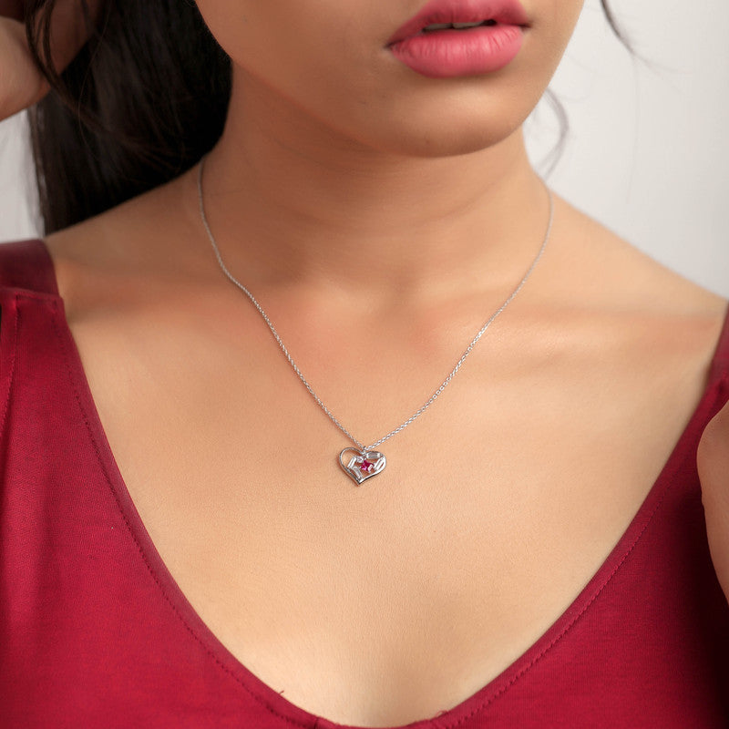 Stylish 925 Silver Heart Pendant for Karva Chauth and Navratri celebrations