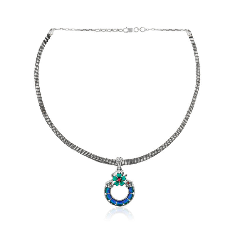 925 Silver Hollow Flower Pendant Necklace displayed on plain white background