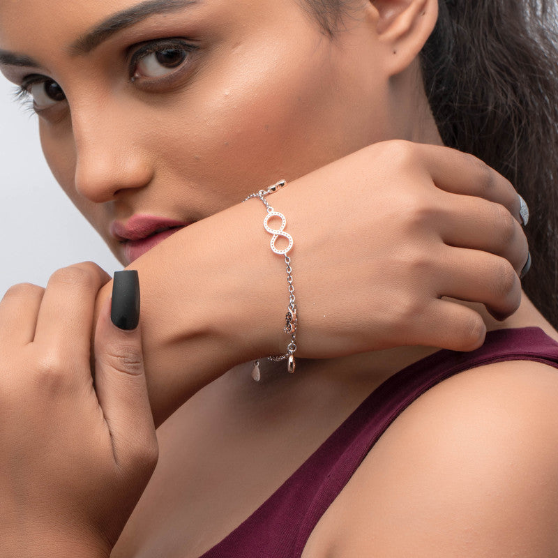 Stylish 925 Silver Infinity Heart Bracelet perfect for Navratri outfits and Diwali celebrations