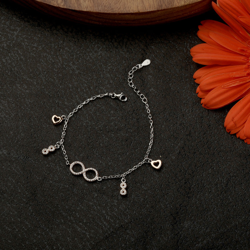 Festive 925 Silver Infinity Heart Bracelet – Ideal Diwali gift and Navratri silver jewelry