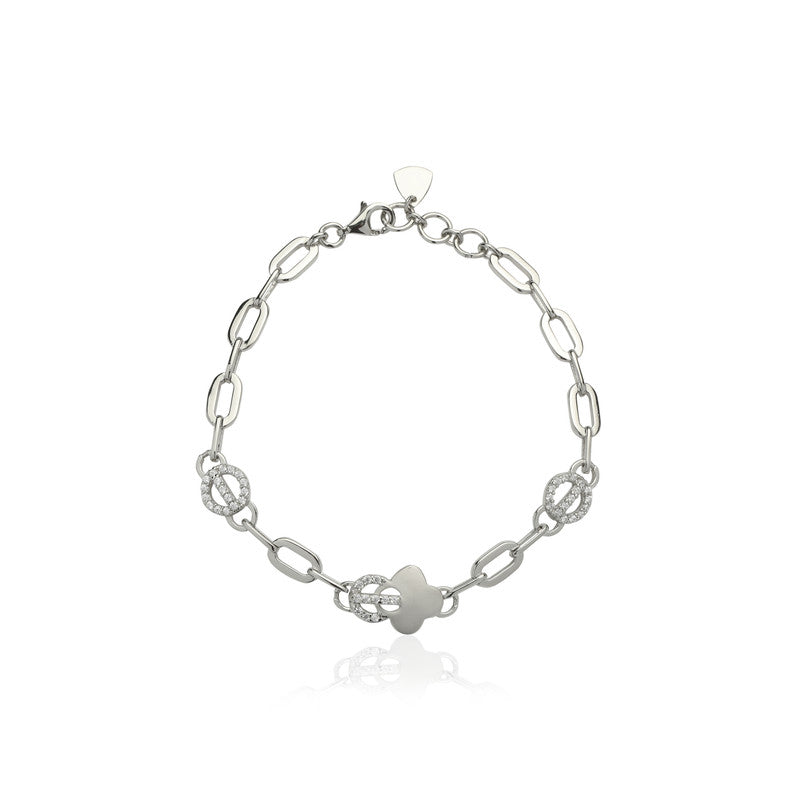 925 Silver Interlocking Bracelet – Elegant festive silver jewelry gift for Diwali & Rakhi.