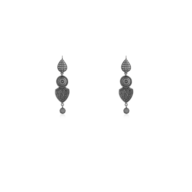 925 Silver Intricate Tribal Earrings with detailed ethnic-inspired design, perfect for festive occasions and daily wear.