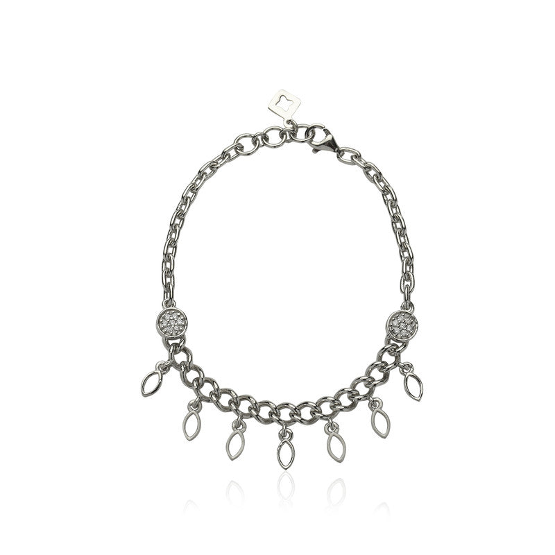 925 Silver Leaf Charm Bracelet – Elegant festive silver jewelry gift for Diwali & Rakhi.