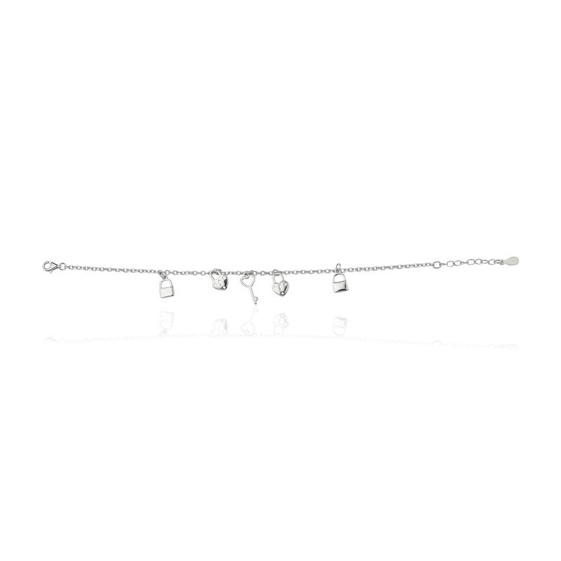 Simple 925 Silver Lock and Key Bracelet – Chic silver accessory for Diwali & Navratri looks