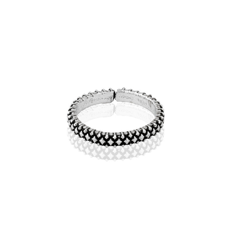 Close-up of 925 Silver Love Antique Ring – oxidised silver festive jewellery design for special occasions