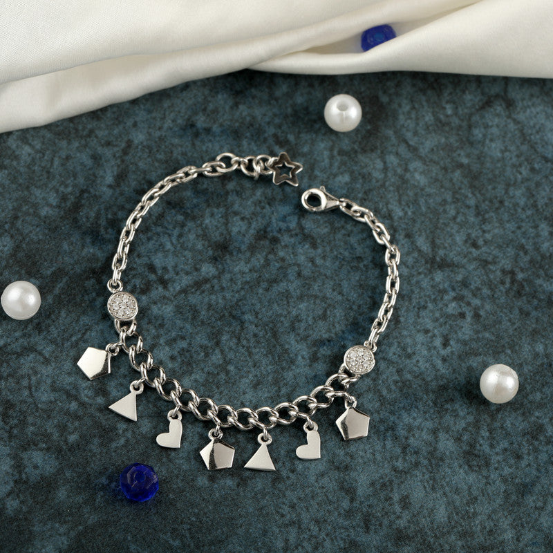 Elegant 925 Silver Love Triad Bracelet – Ideal silver gift for Diwali, Karva Chauth & Raksha Bandhan