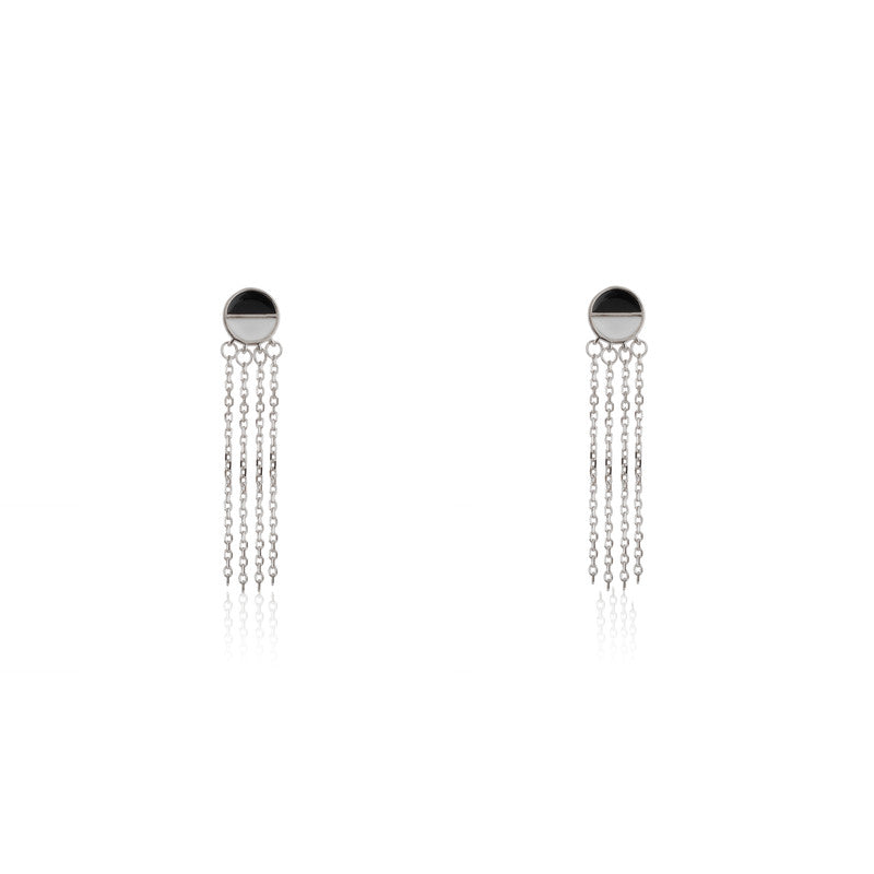 925 Silver Multi-Thread Earrings for women – elegant festive jewelry gift for Diwali, Karwa Chauth, and weddings.