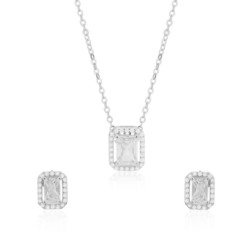 925 Silver Octagon Pendant Set on white background – elegant silver jewelry