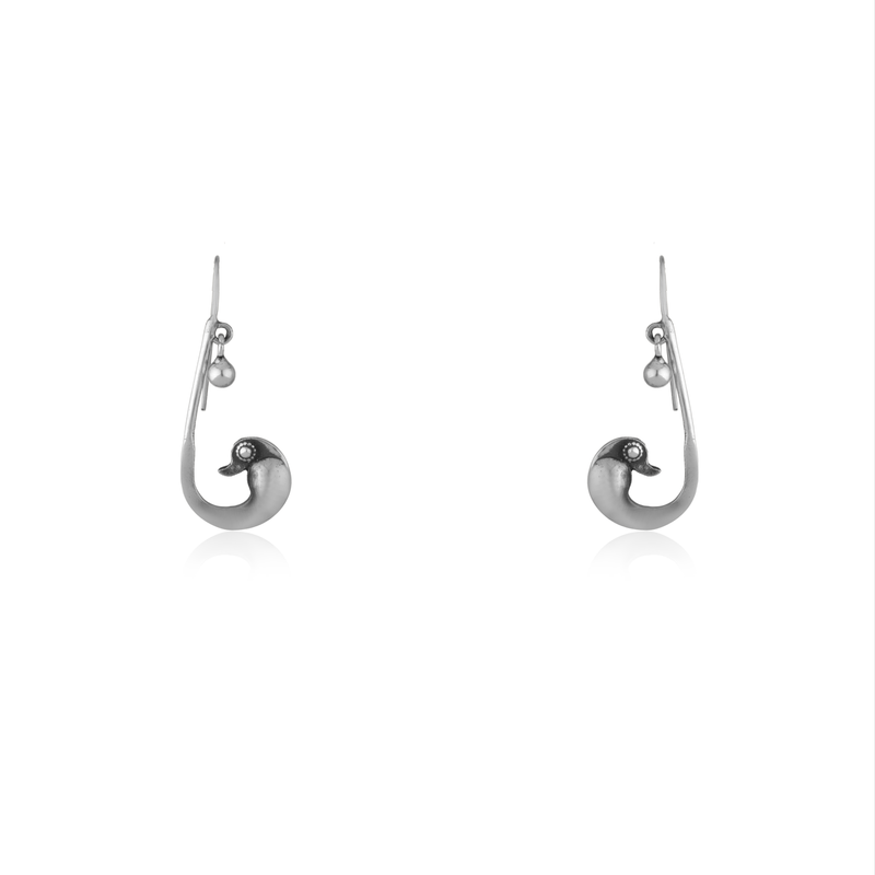 925 Silver Parrot Earrings – tropical bird-inspired design on plain background