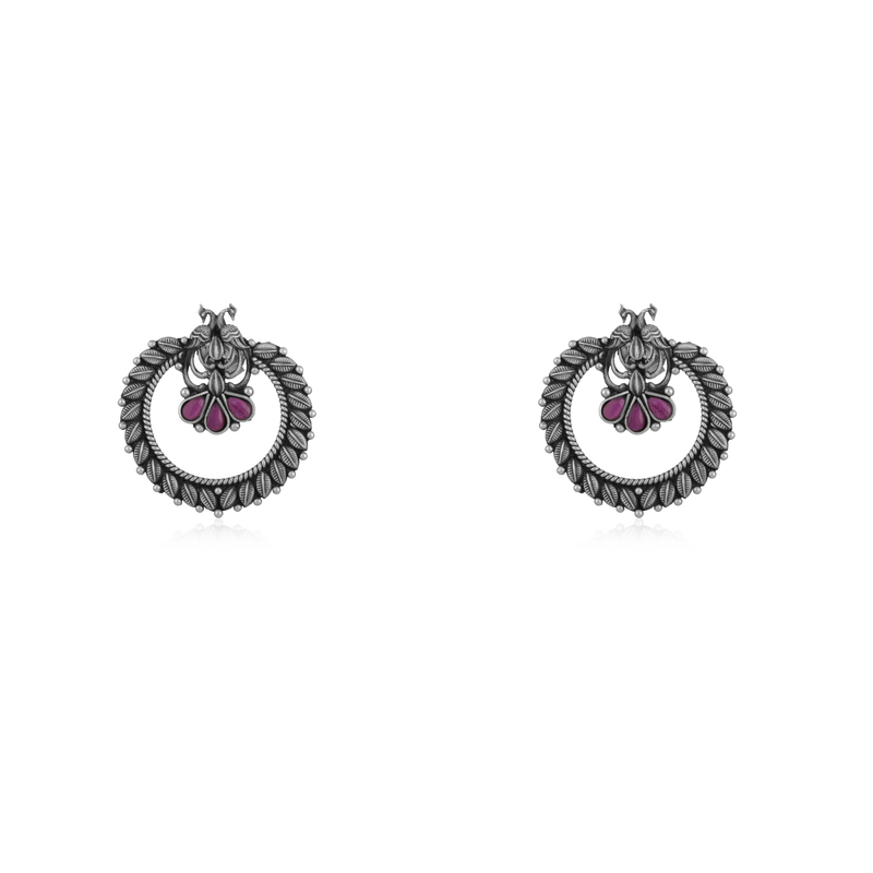 925 Silver Peacock Earrings – elegant stud design displayed on white background