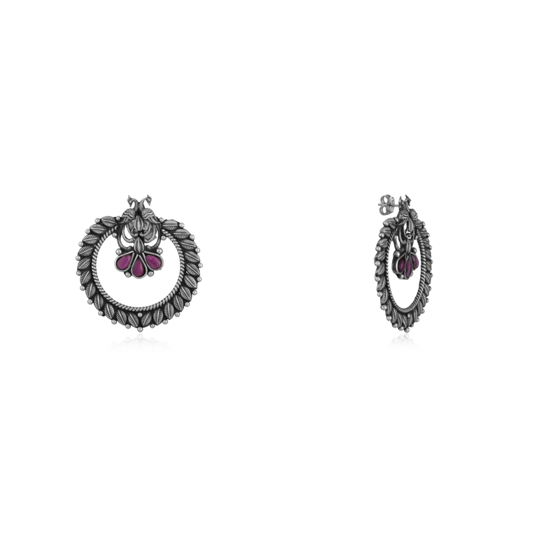 925 Silver Peacock Earrings prop image showing design details for display