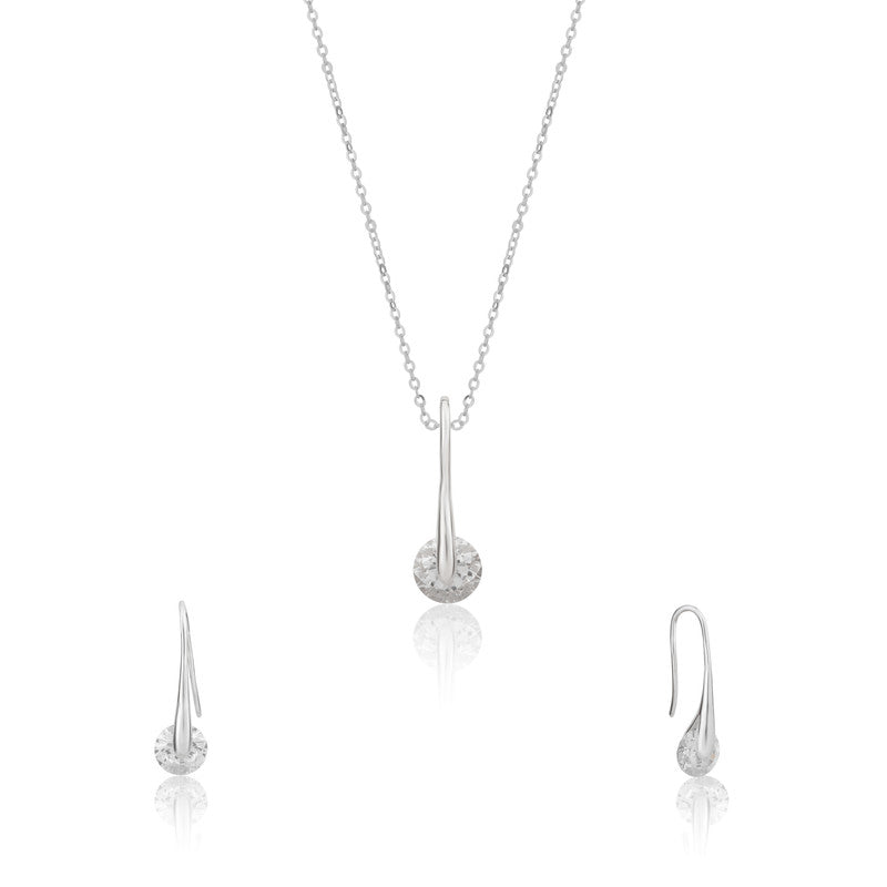 925 silver quartz wand pendant set photographed on plain white background