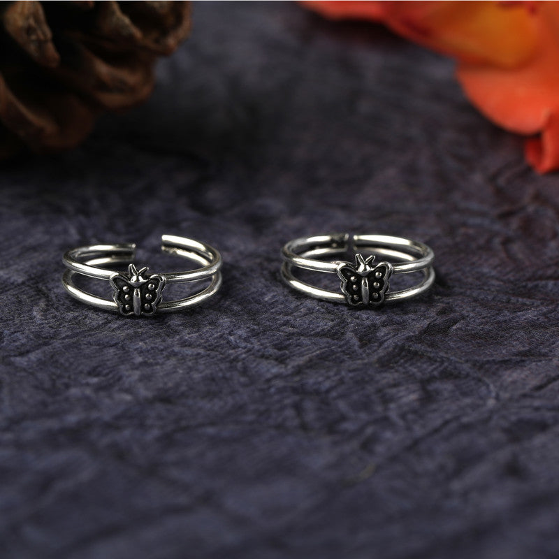 925 Silver Queen Butterfly Antique Toe Ring – Ethnic Silver Jewellery for Raksha Bandhan & Festive Gifting
