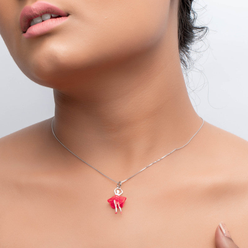 Elegant 925 silver red dancing doll pendant for Diwali and wedding celebrations