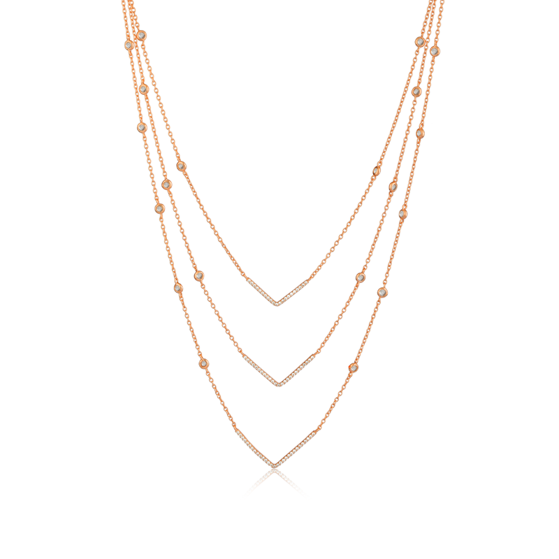 925 Silver Rose Gold Charm Necklace with elegant pendant design, perfect for festive occasions and daily wear.