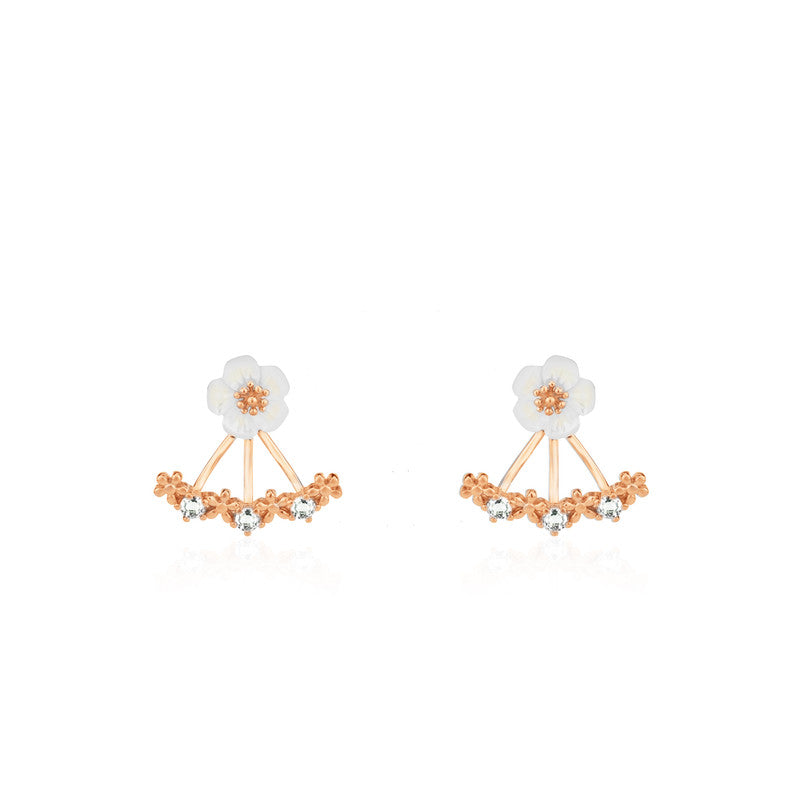 925 Silver Rose Gold Flower Earrings – Diwali gift jewelry with floral festive elegance