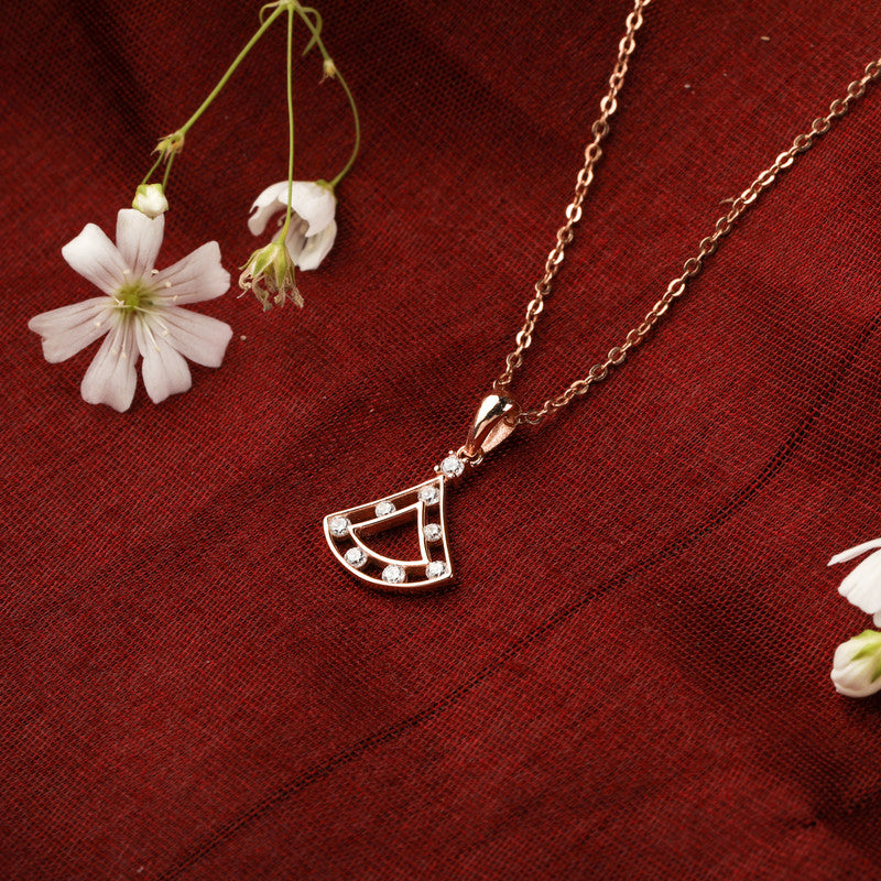 prop of 925 Silver Rose Gold Geometric Pendant Necklace – sparkling festive pendant jewelry