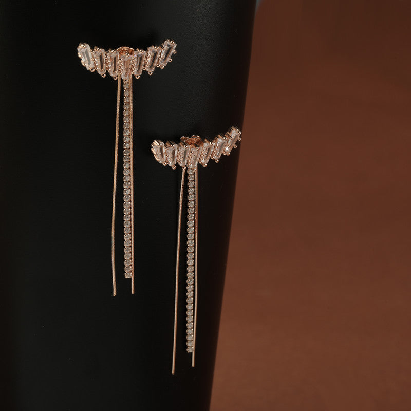 925 Silver Rose Gold Tassel Earrings showcased – Karwa Chauth gift for wives and brides-to-be