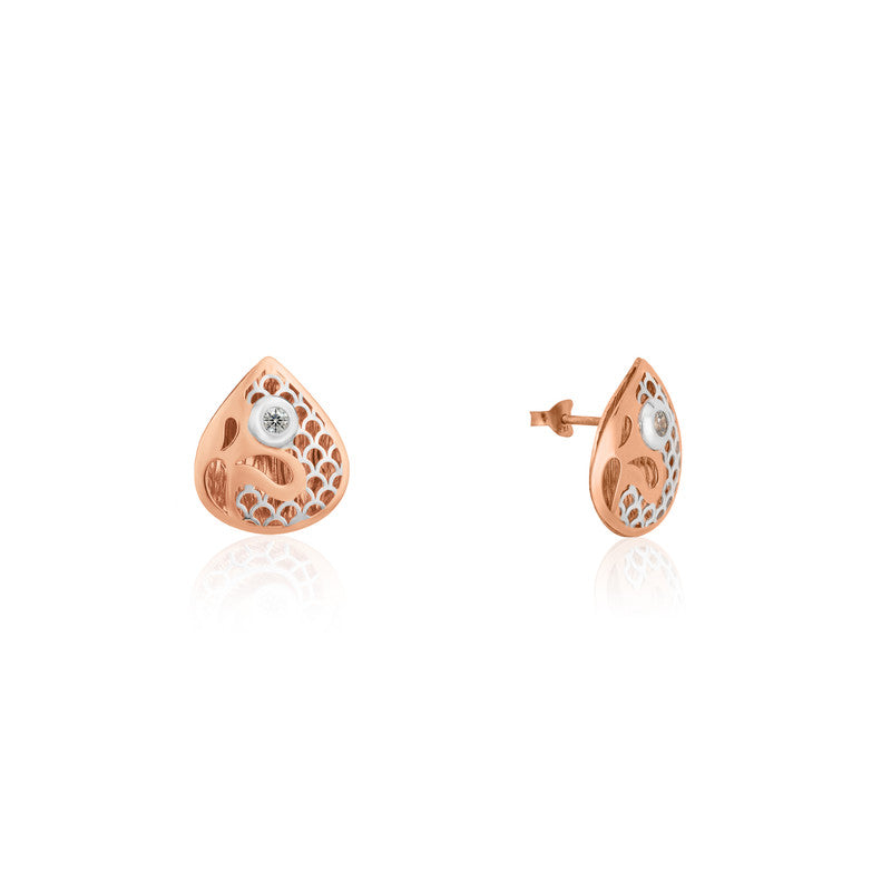 925 Silver Rose Gold Teardrop Earrings displayed – Karwa Chauth jewelry present for wives