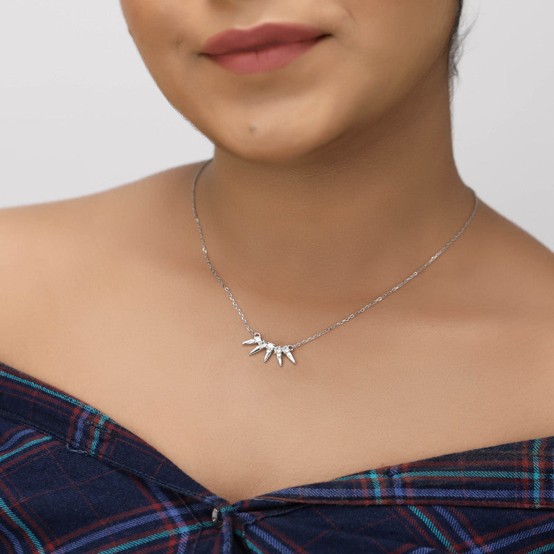 Festive styling with 925 Silver Sparkle Pendant – radiant silver accessory to elevate ethnic and modern looks