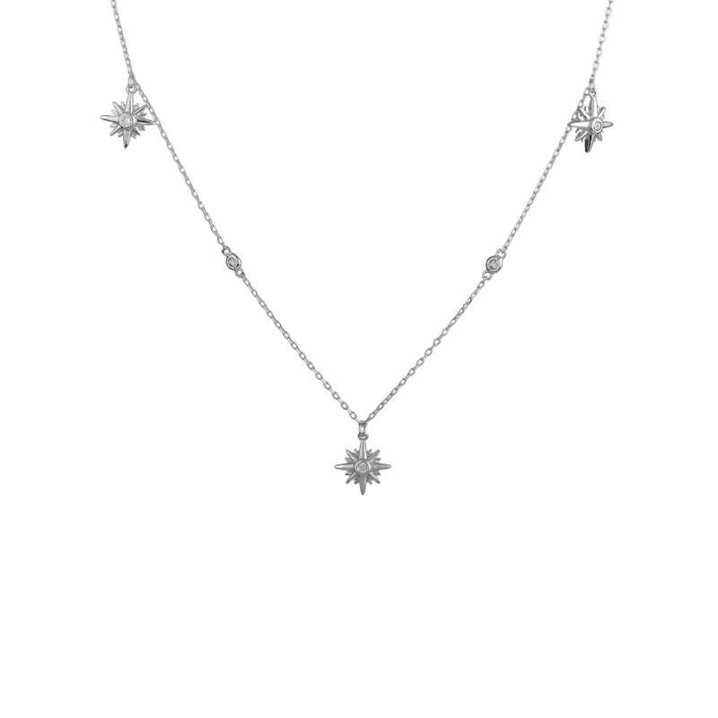 925 Silver Sparkling Stargazer Necklace with elegant star-inspired design, perfect for festive occasions and daily wear.
