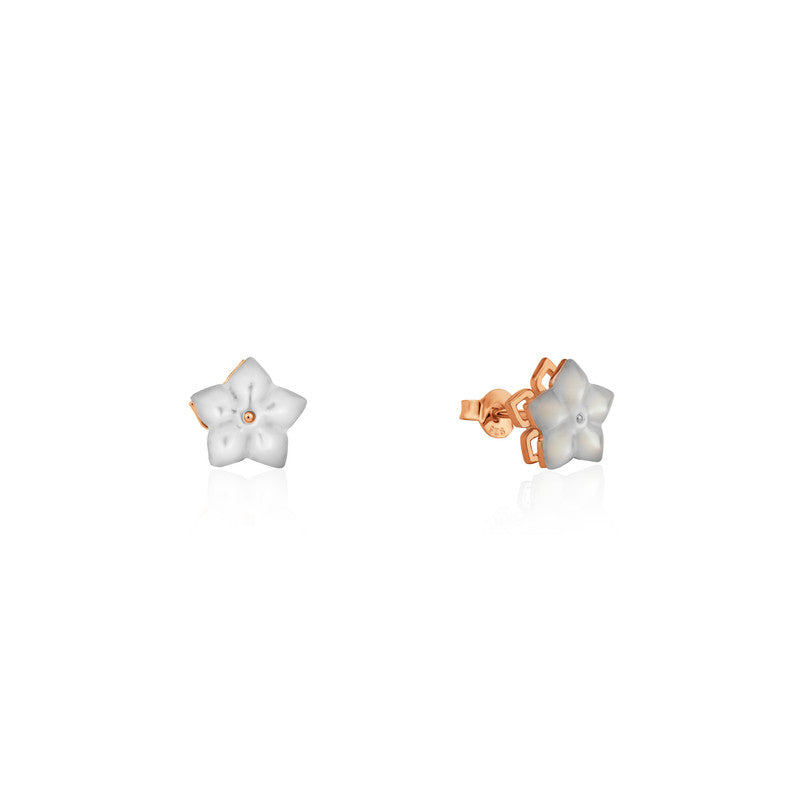 925 Silver Spinning Flower Rose Gold Earrings showcased – Karwa Chauth gift for wives