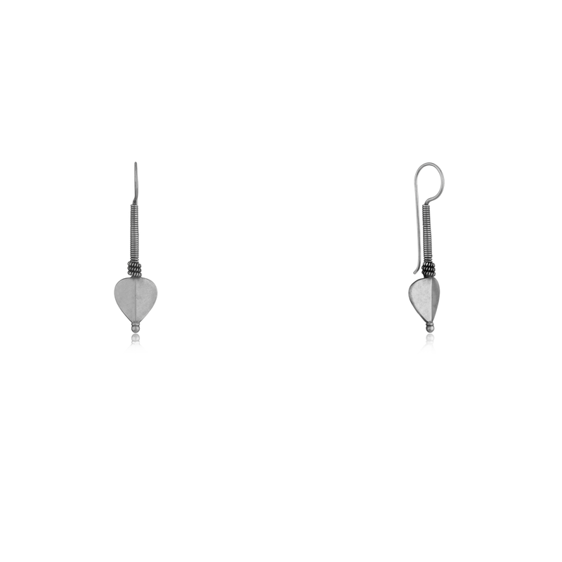 Close-up of 925 Silver Spiral Heart Earrings on white background