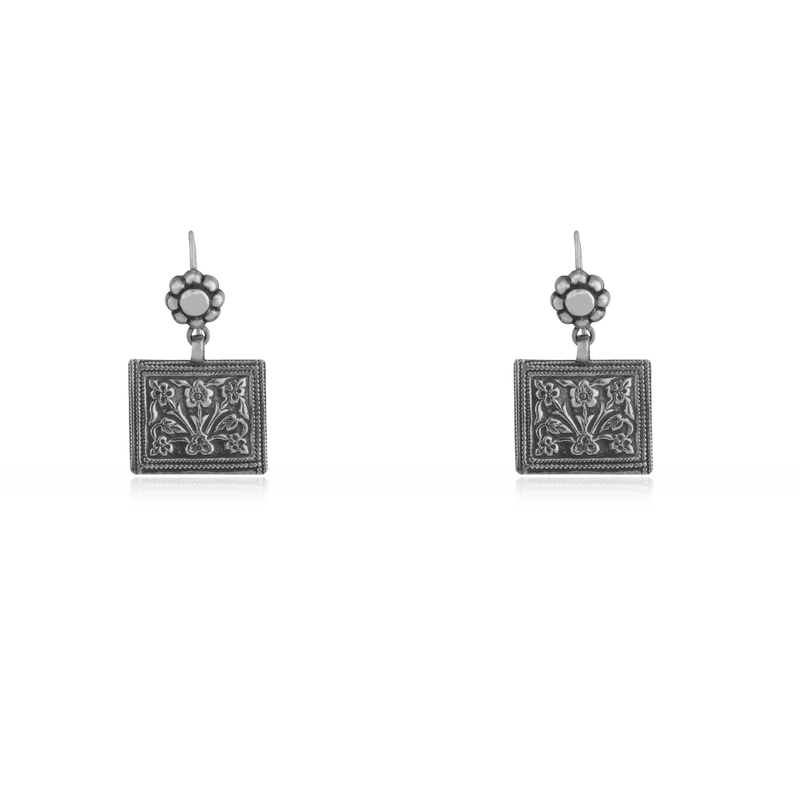 925 Silver Square Drop Earrings with elegant geometric design, perfect for festive occasions and daily wear.