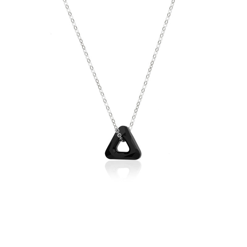 Elegant 925 Silver Triangle Pendant Necklace – a timeless festive jewelry piece for Diwali and wedding celebrations.