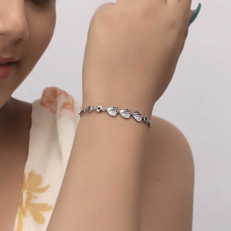 Graceful festive look with 925 Silver Triple Heart Charm Bracelet – Perfect for Rakhi & Diwali celebrations