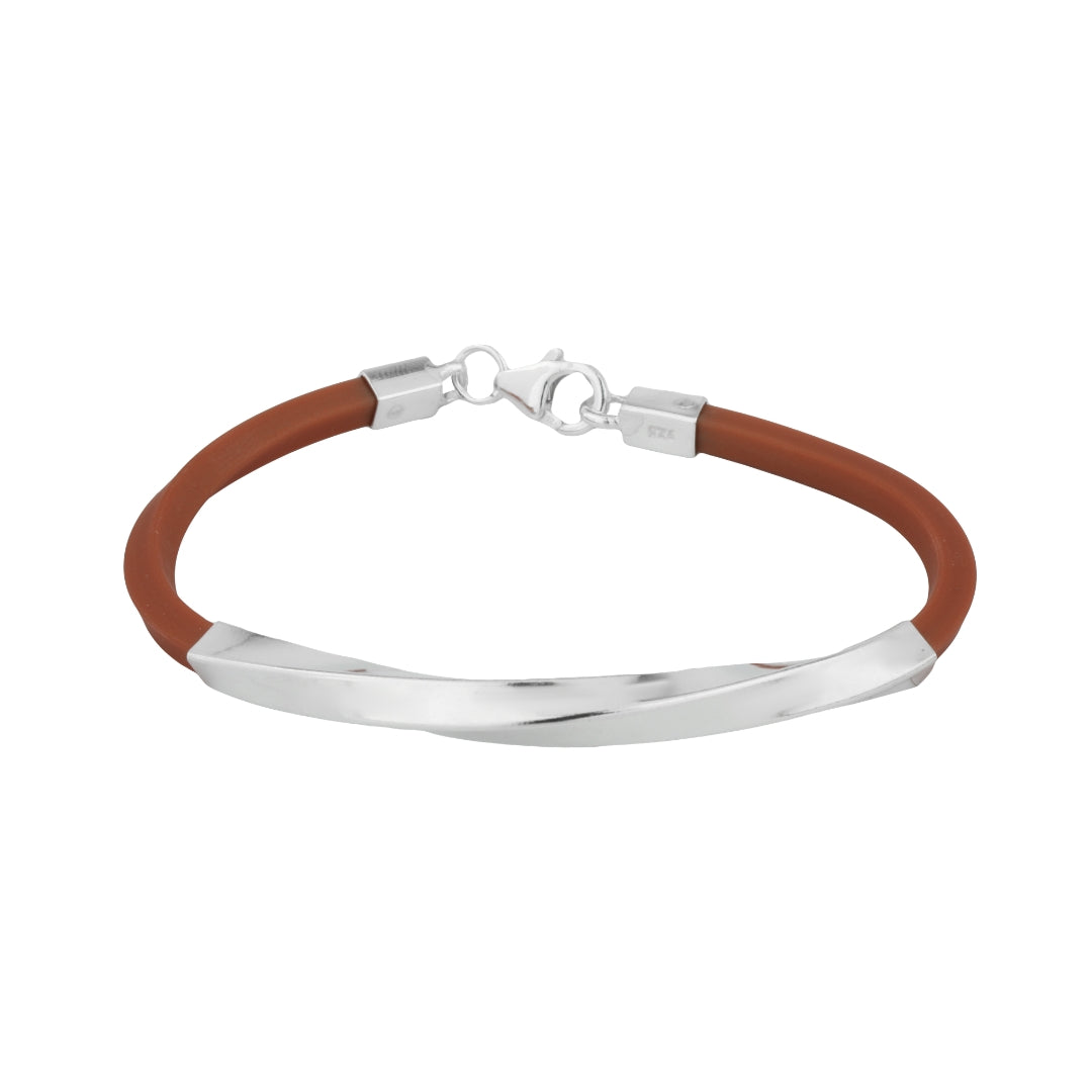 Shimmering 925 Silver Twisted Brown Bead Bracelet – Premium festive-ready silver accessory for gifting.